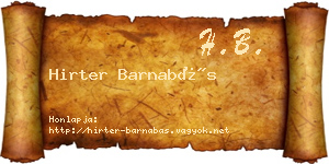 Hirter Barnabás névjegykártya